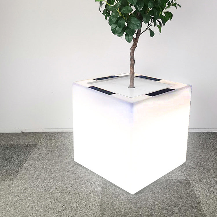 Modern Art Deco Solar Square Planter LED Landscape Light