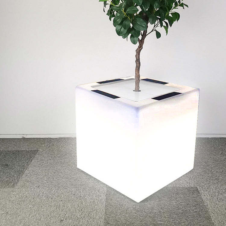 Modern Art Deco Solar Square Planter LED Landscape Light