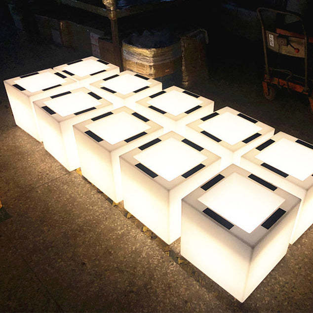 Modern Art Deco Solar Square Planter LED Landscape Light
