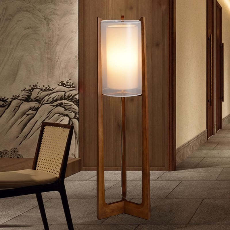 Japanese Fabric Solid Ash Wood Floor Lamp