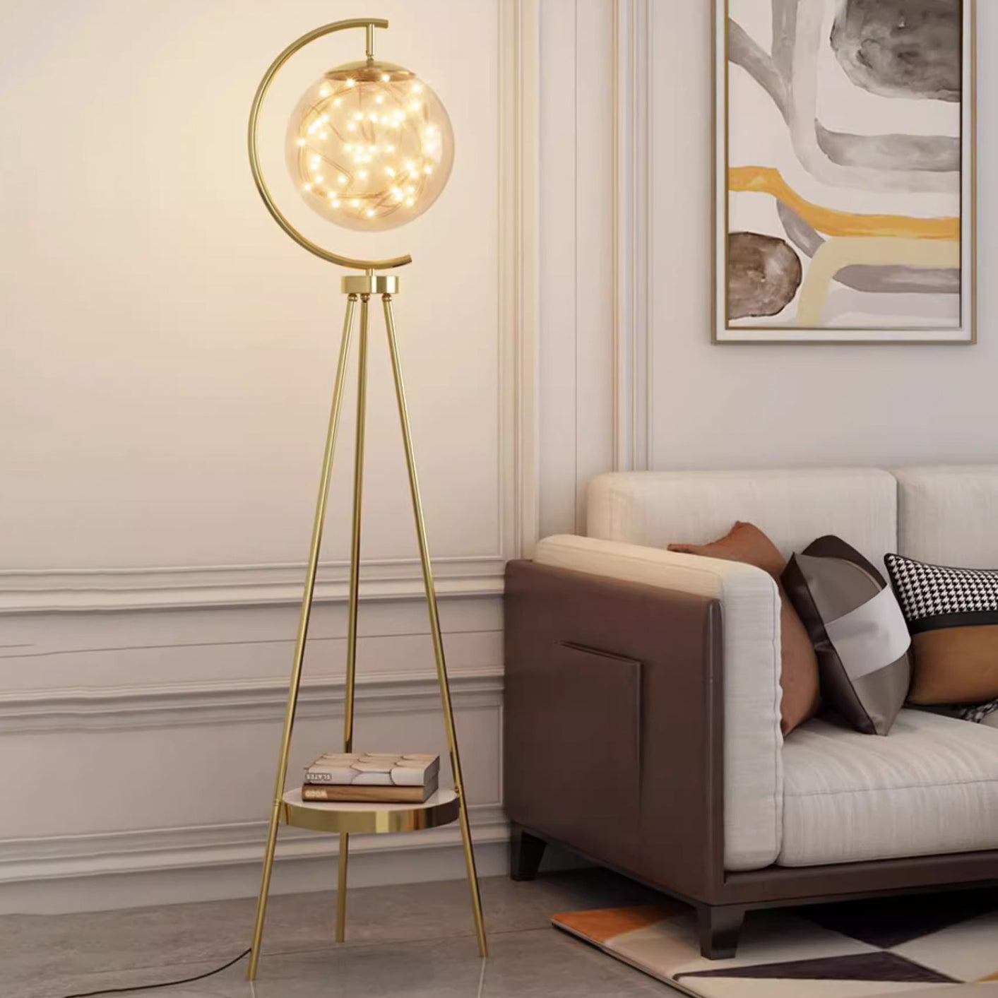 Nordic Glass Metal Starry Globe LED Floor Lamp