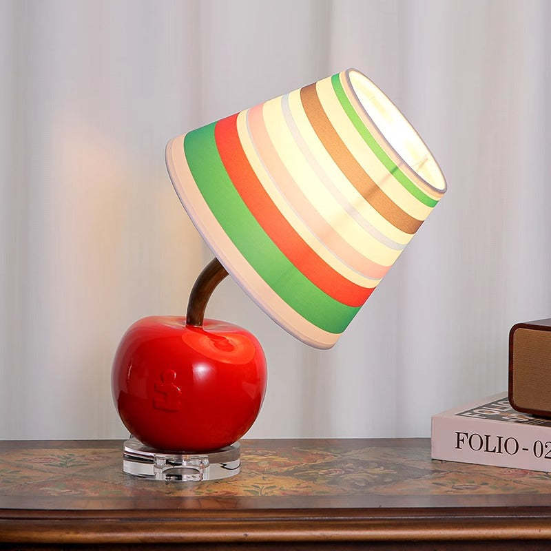 Contemporary Resin Fabric Tilted Apple Lamp