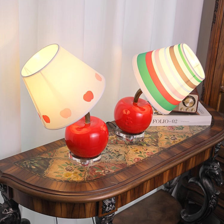 Contemporary Resin Fabric Tilted Apple Lamp