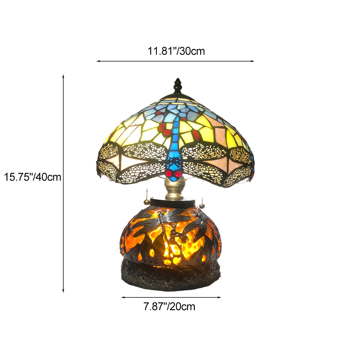 Traditional Tiffany Glass Resin Dragonfly Lamp — Red / 110V-120V For US/CA