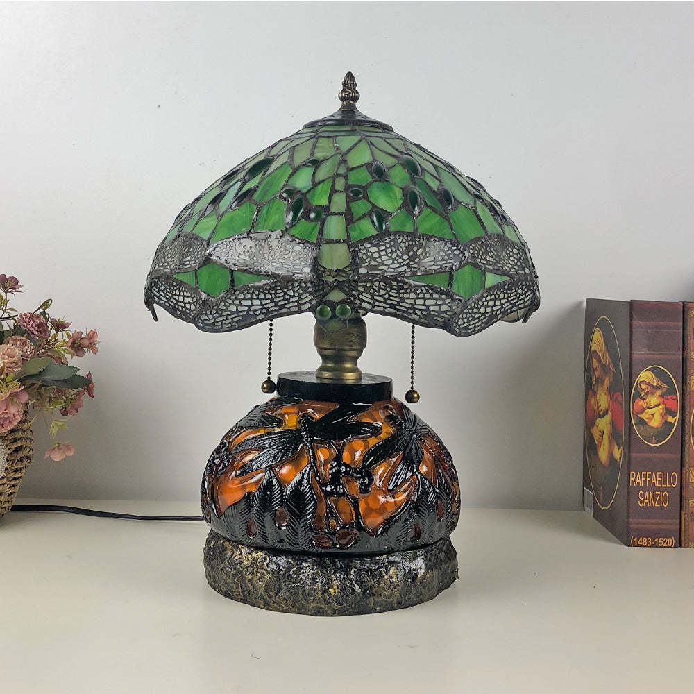 Traditional Tiffany Glass Resin Dragonfly Lamp — Purple / 220V-240V For UK/AU