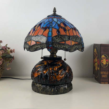 Traditional Tiffany Glass Resin Dragonfly Lamp — Yellow / 220V-240V For UK/AU