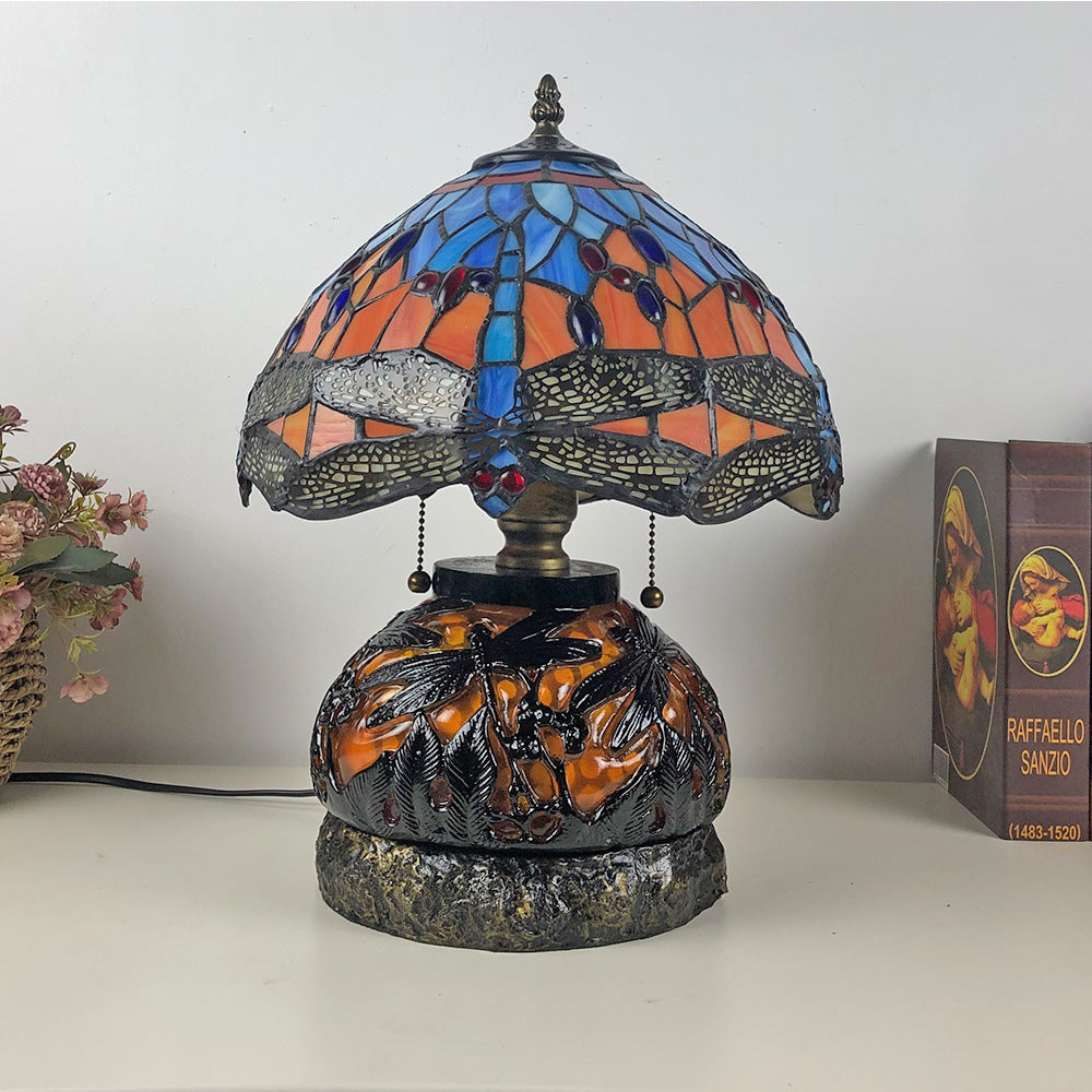 Traditional Tiffany Glass Resin Dragonfly Lamp — Yellow Tail / 110V-120V For US/CA