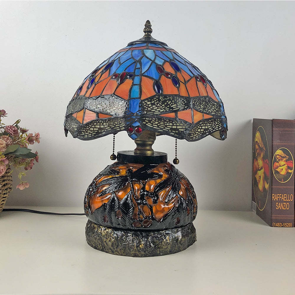 Traditional Tiffany Glass Resin Dragonfly Lamp — Yellow Tail / 110V-120V For US/CA