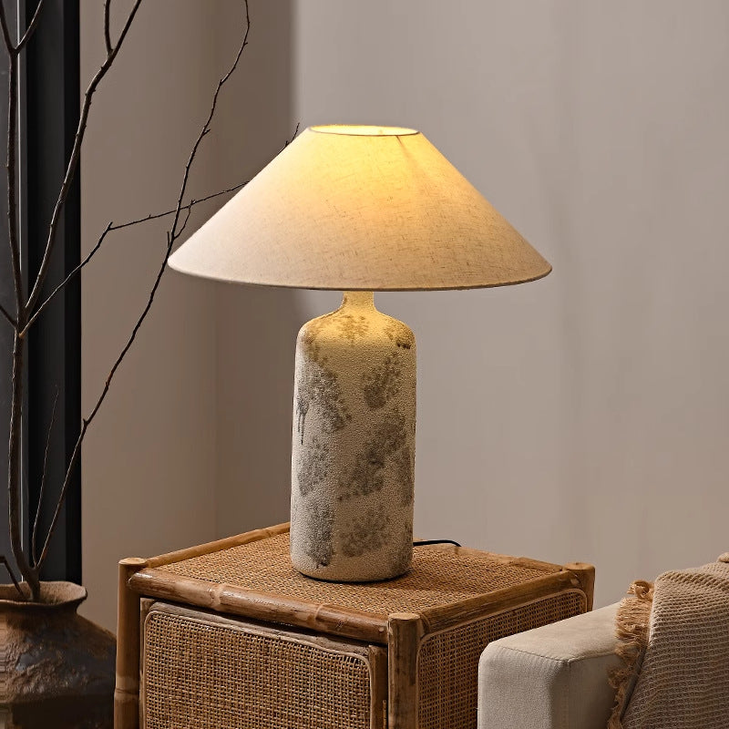 Vintage Ceramic Fabric Cone Pot Lamp