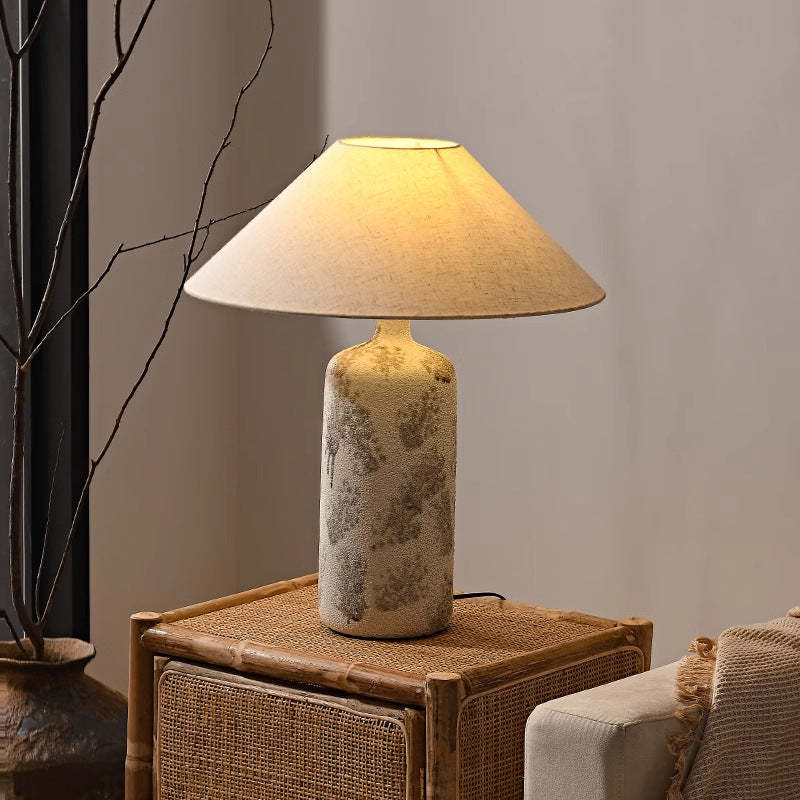 Vintage Ceramic Fabric Cone Pot Lamp