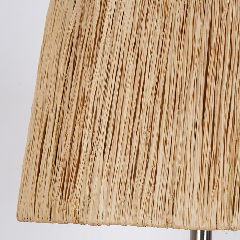 Rustic Ceramic Raffia Grid Jar Table Lamp