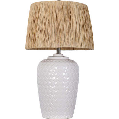 Rustic Ceramic Raffia Grid Jar Table Lamp