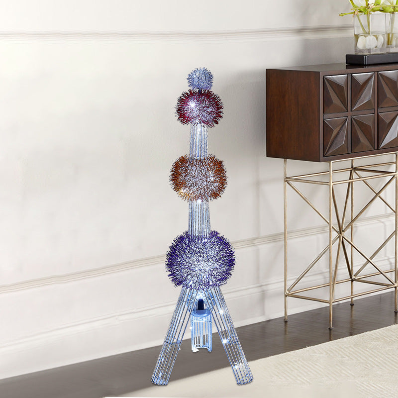 Contemporary Woven Aluminum Wire Tower Lamp