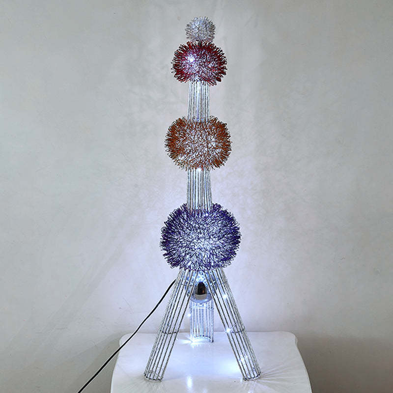 Contemporary Woven Aluminum Wire Tower Lamp