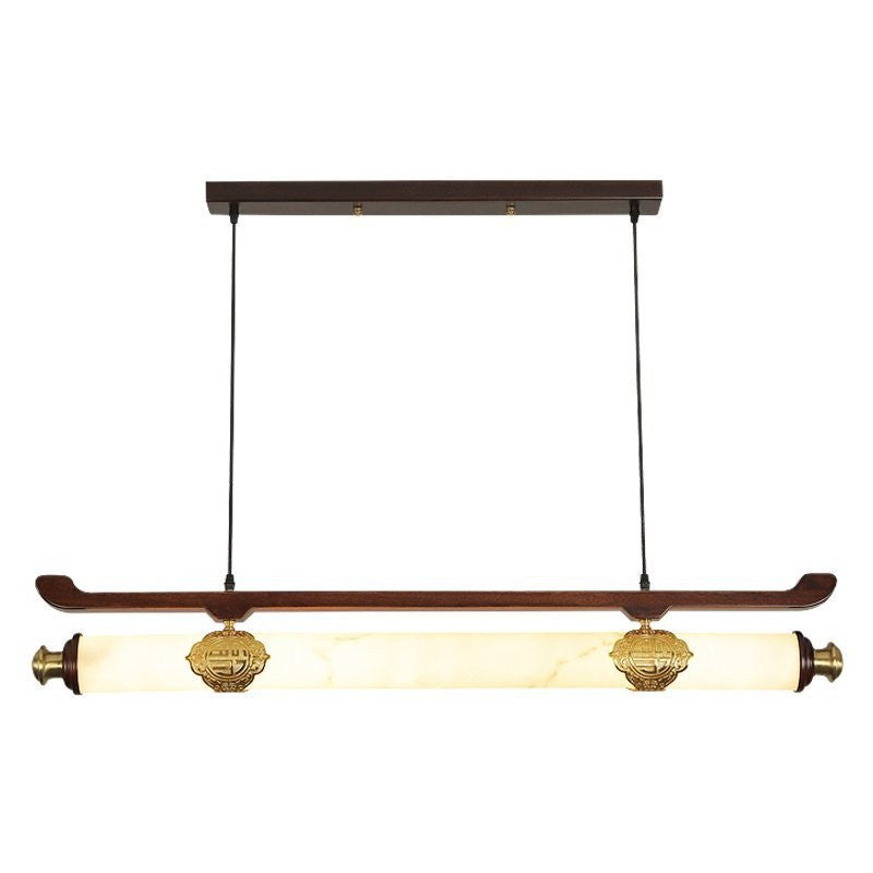 Chinese Brass Wujin Wood Chandelier