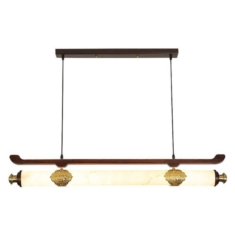 Chinese Brass Wujin Wood Chandelier