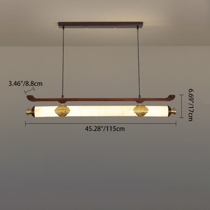 Chinese Brass Wujin Wood Chandelier