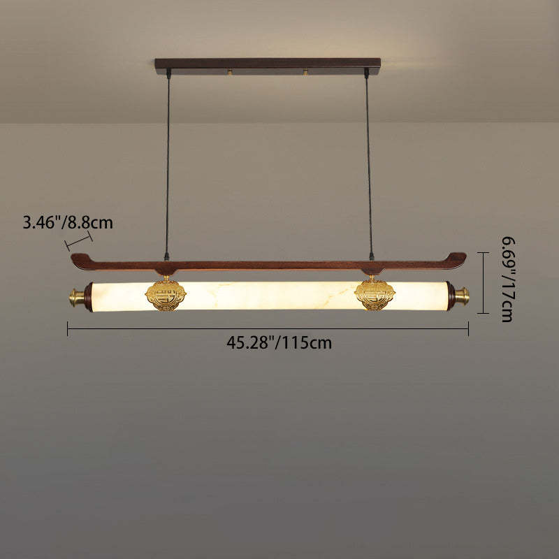 Chinese Brass Wujin Wood Chandelier