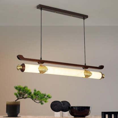 Chinese Brass Wujin Wood Chandelier — Warm Light(3000K) / 220V-240V For UK/AU