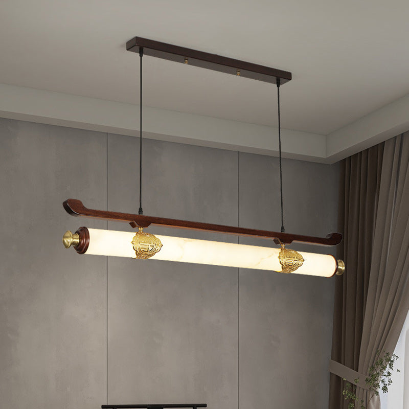 Chinese Brass Wujin Wood Chandelier