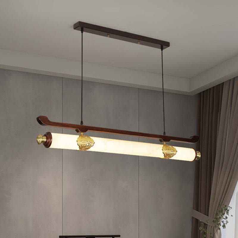 Chinese Brass Wujin Wood Chandelier