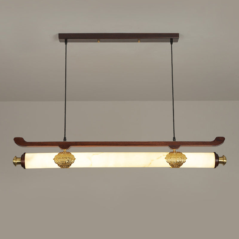 Chinese Brass Wujin Wood Chandelier