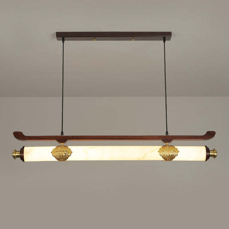 Chinese Brass Wujin Wood Chandelier