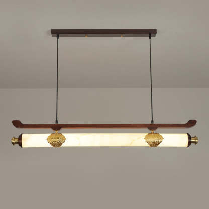 Chinese Brass Wujin Wood Chandelier