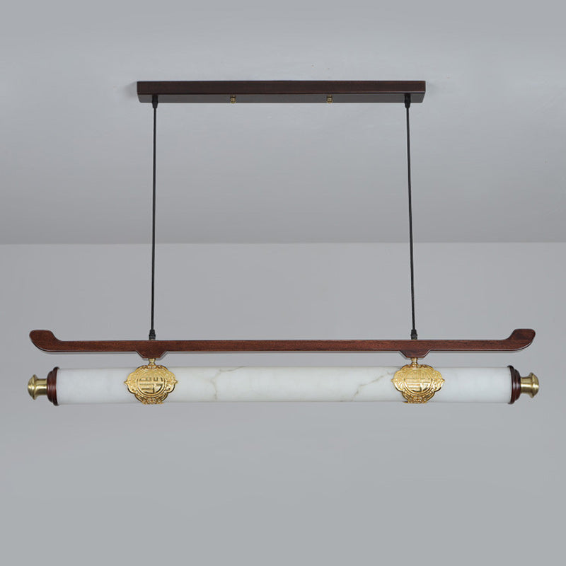 Chinese Brass Wujin Wood Chandelier