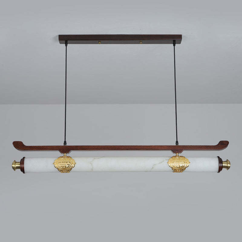 Chinese Brass Wujin Wood Chandelier