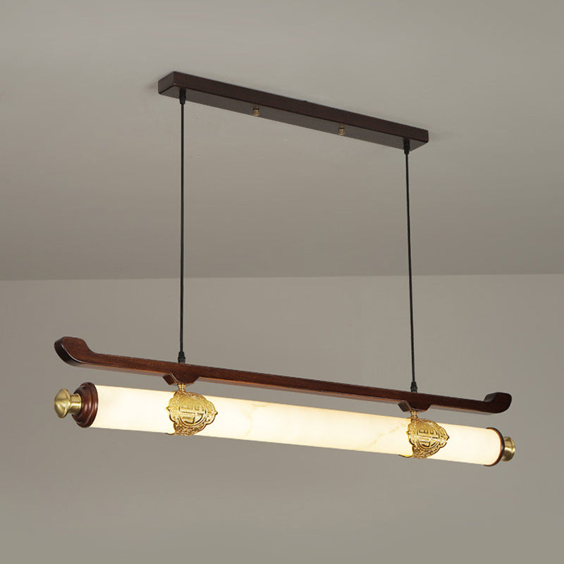 Chinese Brass Wujin Wood Chandelier