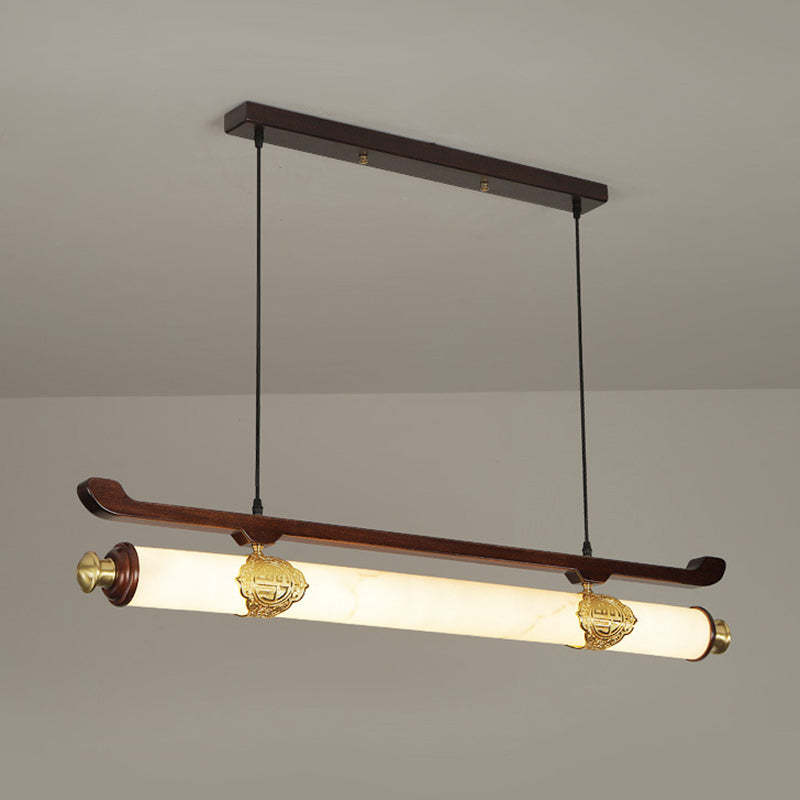 Chinese Brass Wujin Wood Chandelier