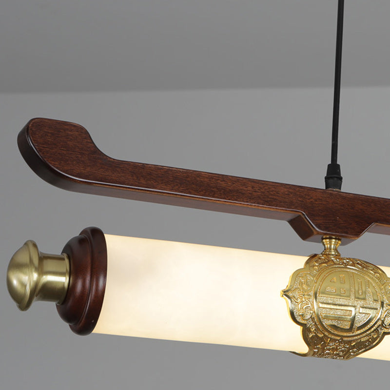 Chinese Brass Wujin Wood Chandelier