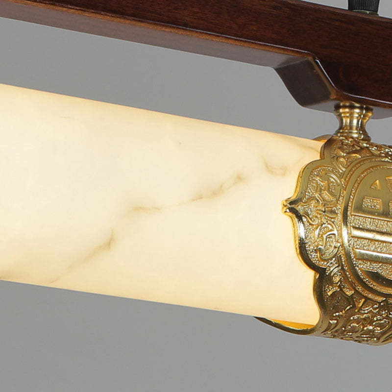 Chinese Brass Wujin Wood Chandelier