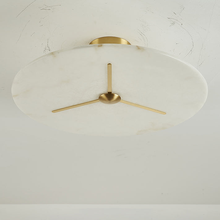 Mid-Century Alabaster Clock Ceiling Light