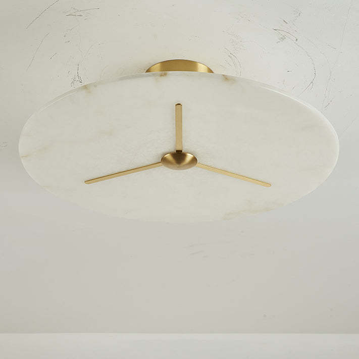 Mid-Century Alabaster Clock Ceiling Light