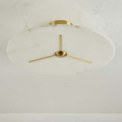 Mid-Century Alabaster Clock Ceiling Light