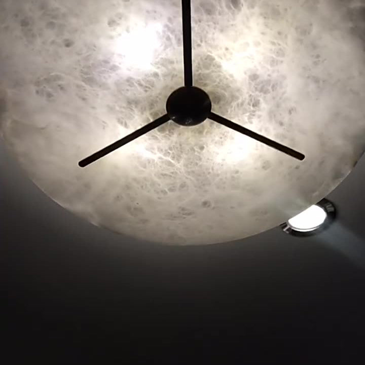 Mid-Century Alabaster Clock Ceiling Light