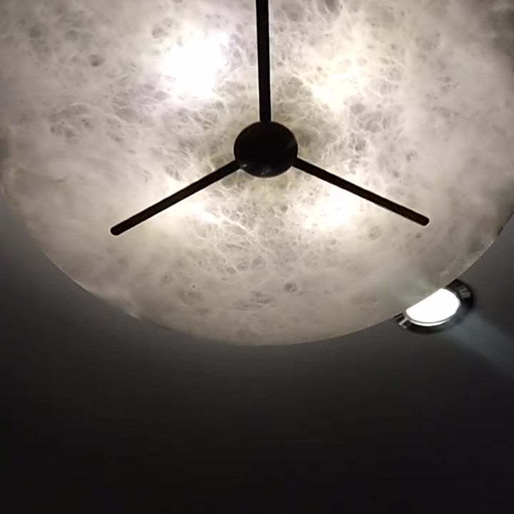 Mid-Century Alabaster Clock Ceiling Light