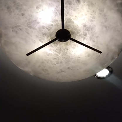 Mid-Century Alabaster Clock Ceiling Light