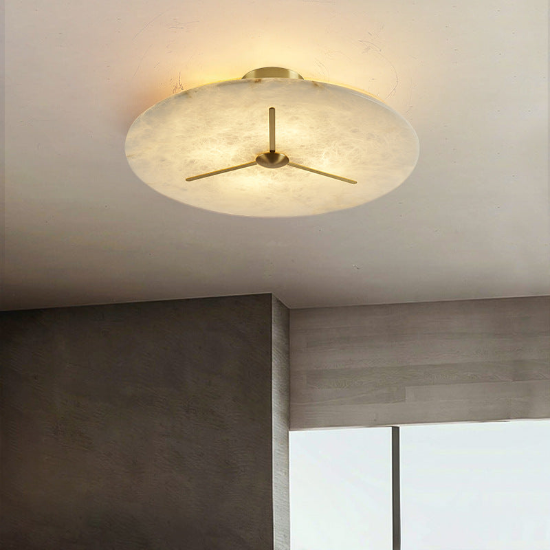 Mid-Century Alabaster Clock Ceiling Light — 110V-120V For US/CA