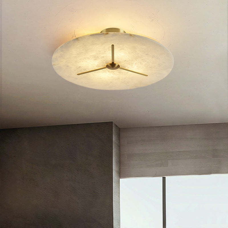 Mid-Century Alabaster Clock Ceiling Light — 110V-120V For US/CA