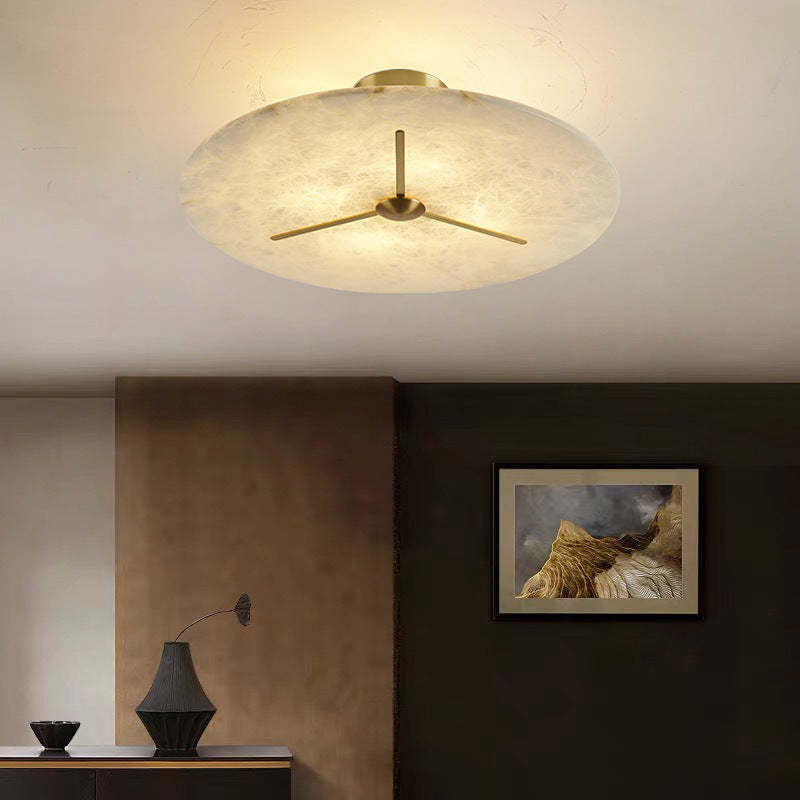 Mid-Century Alabaster Clock Ceiling Light — 220V-240V For UK/AU