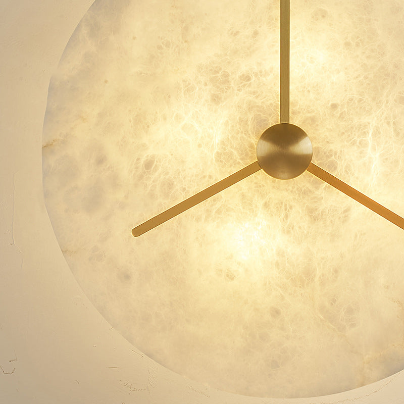 Mid-Century Alabaster Clock Ceiling Light
