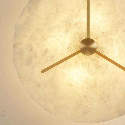 Mid-Century Alabaster Clock Ceiling Light