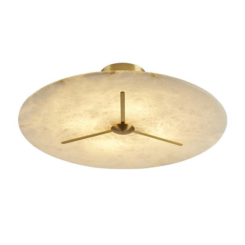 Mid-Century Alabaster Clock Ceiling Light