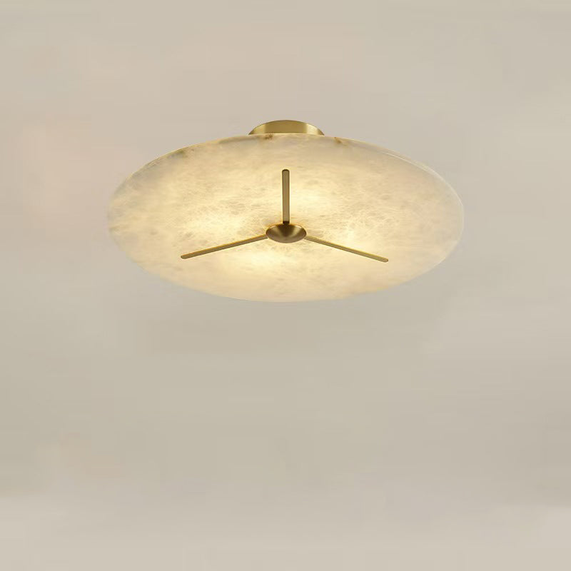 Mid-Century Alabaster Clock Ceiling Light