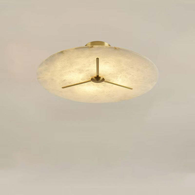 Mid-Century Alabaster Clock Ceiling Light