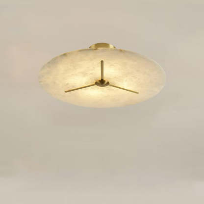 Mid-Century Alabaster Clock Ceiling Light
