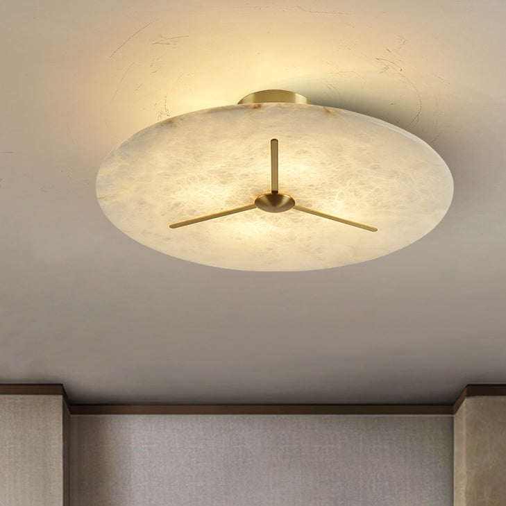 Mid-Century Alabaster Clock Ceiling Light